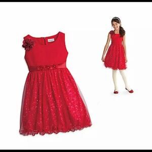 AMERICAN GIRL 🇺🇸 RED SPARKLY BUBBLE SKIERT SLEEVELESS LITTLE GIRLS DRESS